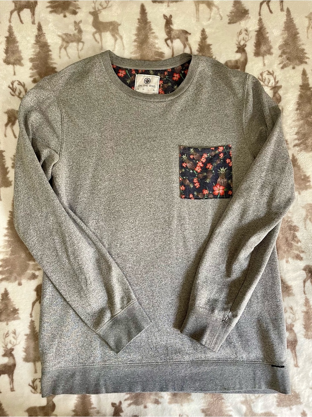 On The Byas Men's Gray Crewneck Sweatshirt with Pocket
